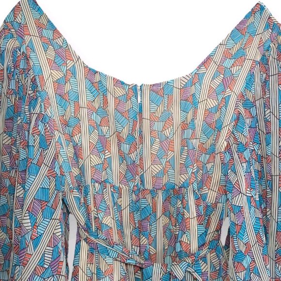 Vintage 2008 Y2K baby doll boho Prairie geometric crochet ruffle dress 5 - Picture 2 of 10